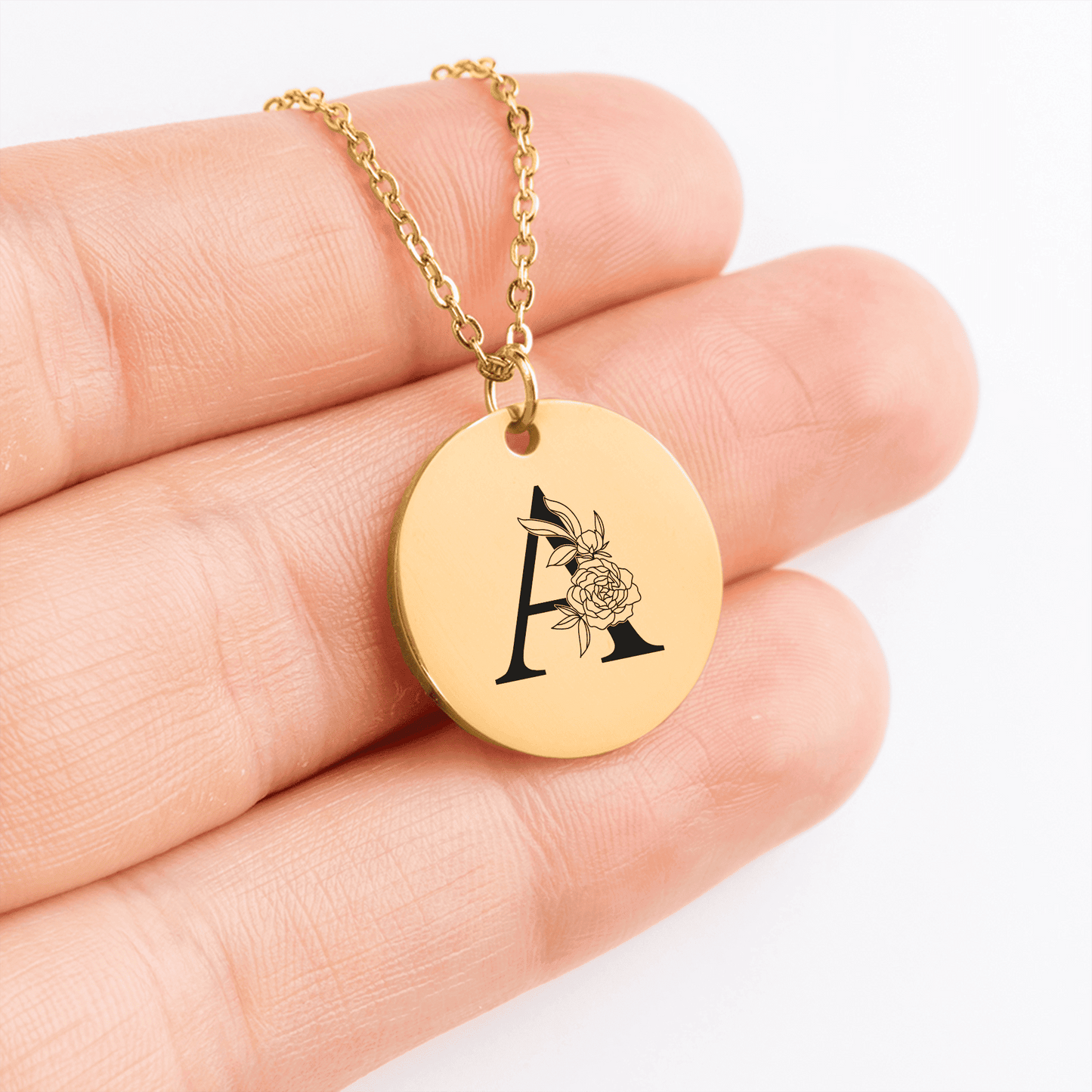 Floral Initial Necklace