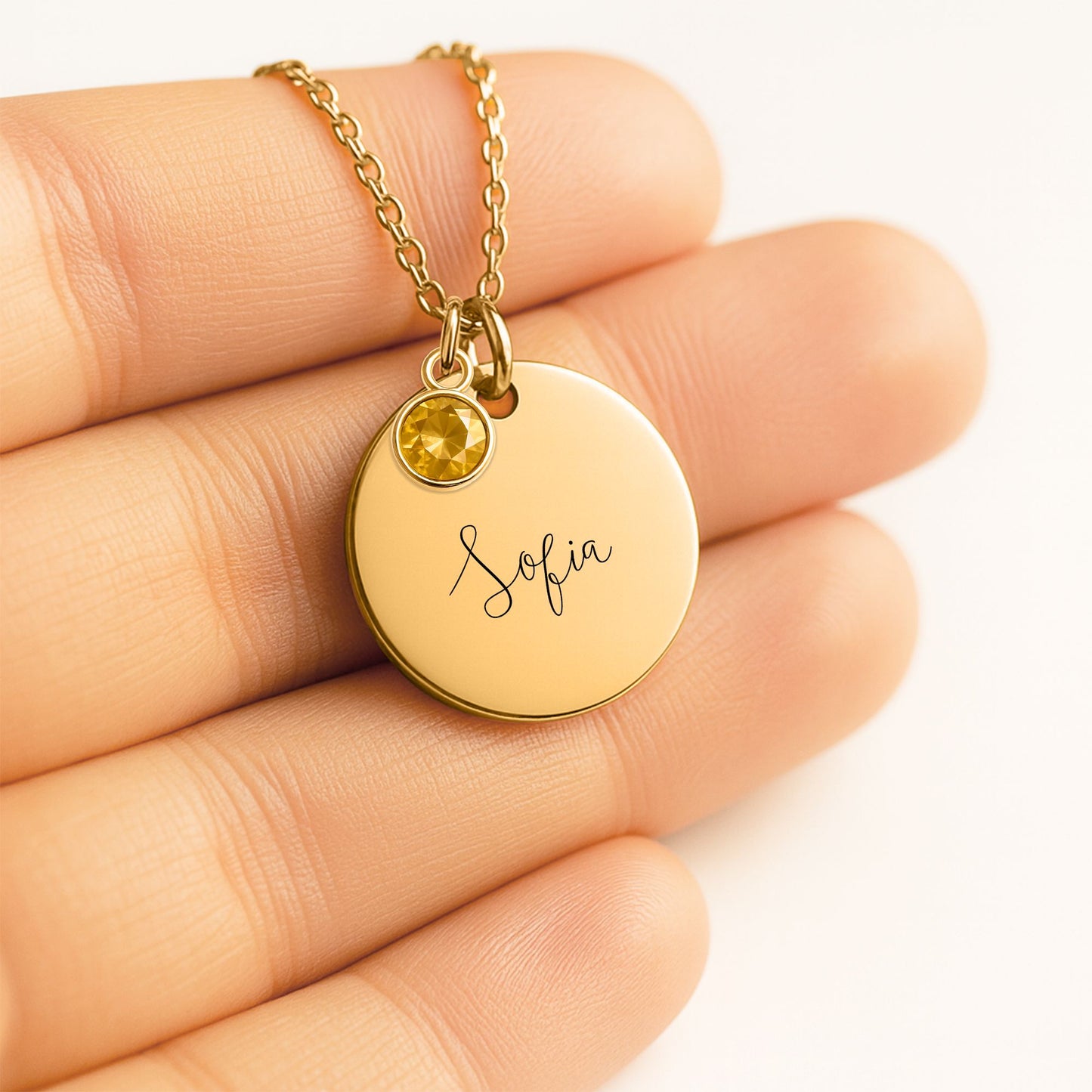 Birthstone Name Necklace