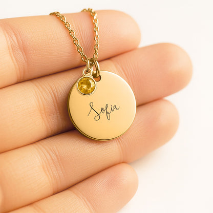 Birthstone Name Necklace